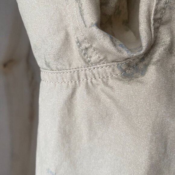 Chaps RL cream blue floral military jacket L 100% cotton safari 90s canvas - Picture 11 of 16